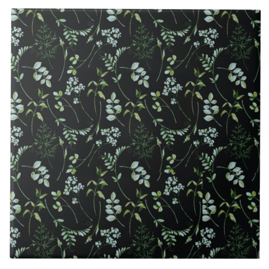 水色ユーカリプタス緑葉色 タイル (正面)