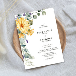 水色ユーカリプトゥスイエローフローラ結婚ズ 招待状