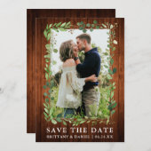 水色ユーカリプトゥスウッドデイトカードを保存 セーブザデート (正面/裏面)