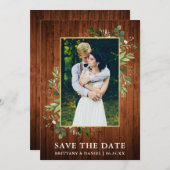 水色ユーカリプトゥスウッドデイトカードを保存 セーブザデート (正面/裏面)