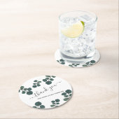 水色ユーカリプトゥスグリーンサンキュービジネス ラウンドペーパーコースター (インサイチュ)