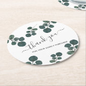 水色ユーカリプトゥスグリーンサンキュービジネス ラウンドペーパーコースター (アングル)