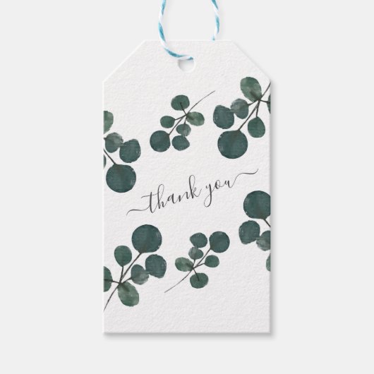 水色ユーカリプトゥスグリーンサンキュー ギフトタグ (正面)