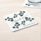 水色ユーカリプトゥスグリーンサンキュー スクエアペーパーコースター (アングル)