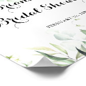 水色ユーカリプトゥスグリーンブライダルシャワーウェルカム ポスター (角)