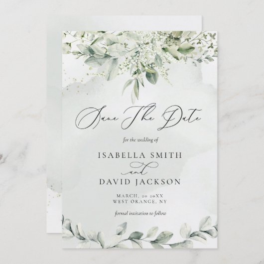 水色ユーカリプトゥスグリーンリーガーデンボタニカル セーブザデート (正面/裏面)