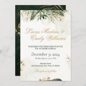 水色ユーカリプトゥスグリーンリー金ゴールドヌストラボーダ 招待状 (正面/裏面)