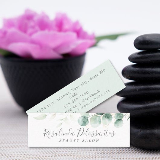 水色ユーカリプトゥスグリーンリー金ゴールド植物学 スキニー名刺