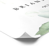 水色ユーカリプトゥスグリーン結婚のウェルカムサイン ポスター (角)