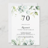水色ユーカリプトゥスグリーン70th誕生日パーティー 招待状 (正面)