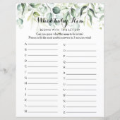 水色ユーカリプトゥスグリーンABCベビーシャワーゲーム (正面)