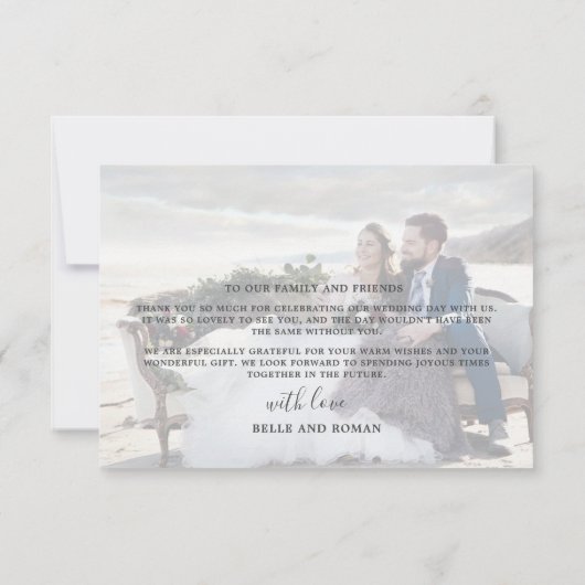 水色ユーカリプトゥスセージ結婚グリーン サンキューカード (裏面)