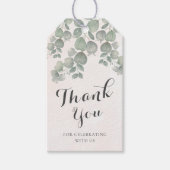 水色ユーカリプトゥスセージ緑&オレンジ結婚ズ ギフトタグ (正面)