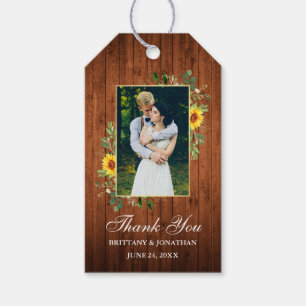 水色ユーカリプトゥスヒマワリ結婚ウッド ギフトタグ