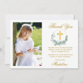 水色ユーカリプトゥスファースト金ゴールド サンキューカード (正面)