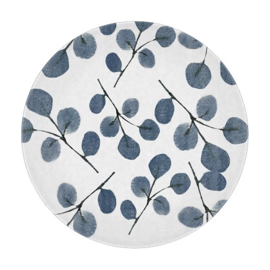 水色ユーカリプトゥスブルー植物手絵を描 カッティングボード (正面)