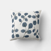 水色ユーカリプトゥスブルー植物手絵を描 クッション (裏面)