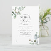 水色ユーカリプトゥスミニマリストブライダルシャワー 招待状 (スタンド正面)