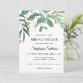 水色ユーカリプトゥスリーフブライダルシャワーインビタ 招待状 (スタンド正面)