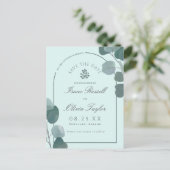 水色ユーカリプトゥスArch写真保存日付 ポストカード (スタンド正面)