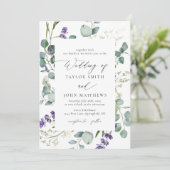 水色ユーカリプラベンダー結婚書道 招待状 (スタンド正面)