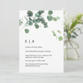 水色ユーカリモダンフォントライトグリーン 招待状 (スタンド正面)