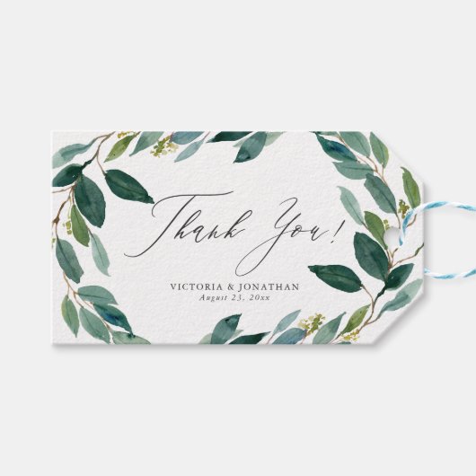 水色ユーカリリースサンキューギフトラベル ギフトタグ (正面(横))