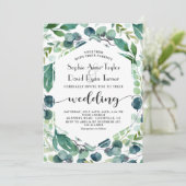 水色ユーカリリース手書結婚き 招待状 (スタンド正面)