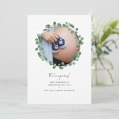 水色ユーカリ写真妊娠 案内状 (スタンド正面)