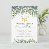 水色ユーカリ写真看護の卒業 招待状 (スタンド正面)