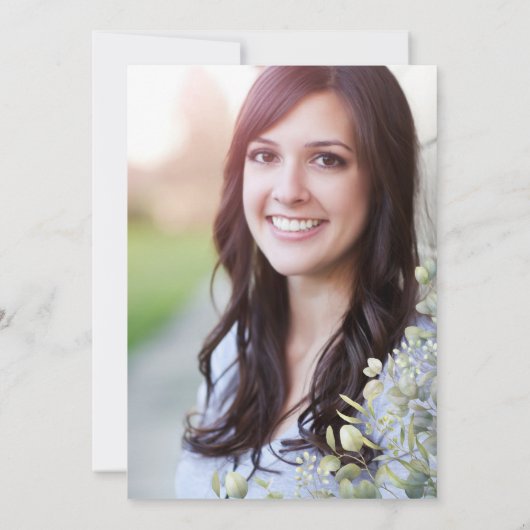 水色ユーカリ写真看護の卒業 招待状 (裏面)