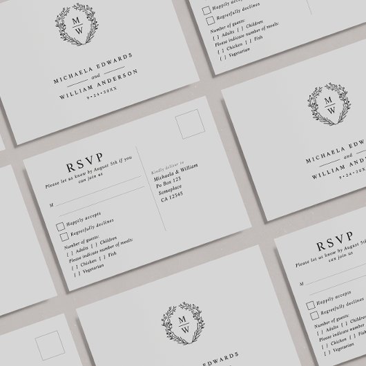 水色ユーカリ写真結婚式RSVPポストカード ポストカード