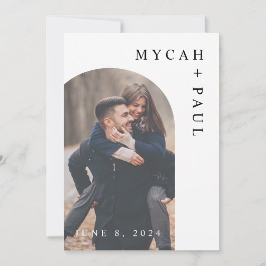 水色ユーカリ写真Save the Date Card 招待状 (裏面)