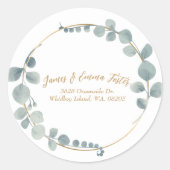 水色ユーカリ封筒アドレスシール ラウンドシール (正面)