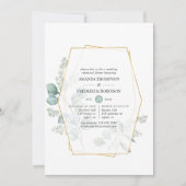 水色ユーカリ幾何リハーサルディナー 招待状 (正面)