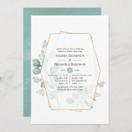 水色ユーカリ幾何リハーサルディナー 招待状