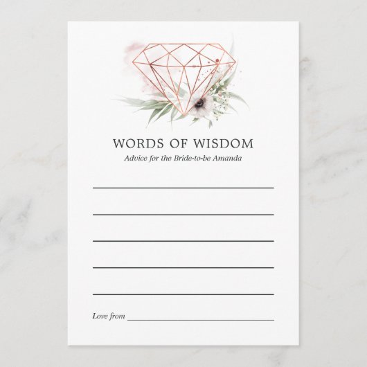水色ユーカリ幾何学ブライダルシャワー アドバイスカード (正面)