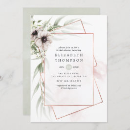 水色ユーカリ幾何学ブライダルシャワー 招待状