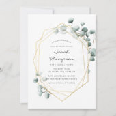 水色ユーカリ幾何学ブライダルシャワー 招待状 (正面)