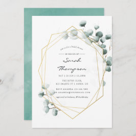 水色ユーカリ幾何学ブライダルシャワー 招待状