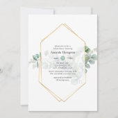 水色ユーカリ幾何学ブライダルシャワー 招待状 (正面)