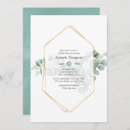 水色ユーカリ幾何学ブライダルシャワー 招待状