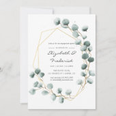 水色ユーカリ幾何学婚約パーティ 招待状 (正面)