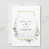 水色ユーカリ幾何学婚約パーティ 招待状 (正面)