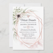 水色ユーカリ幾何学的バーチャルシャワー 招待状 (正面)