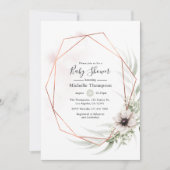 水色ユーカリ幾何学的ベビーシャワー 招待状 (正面)