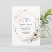 水色ユーカリ幾何学的ベビーシャワー 招待状 (スタンド正面)