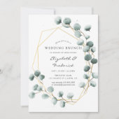 水色ユーカリ幾何結婚ブランチ 招待状 (正面)