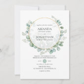 水色ユーカリ幾何結婚物 招待状 (正面)