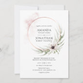 水色ユーカリ幾何結婚物 招待状 (正面)